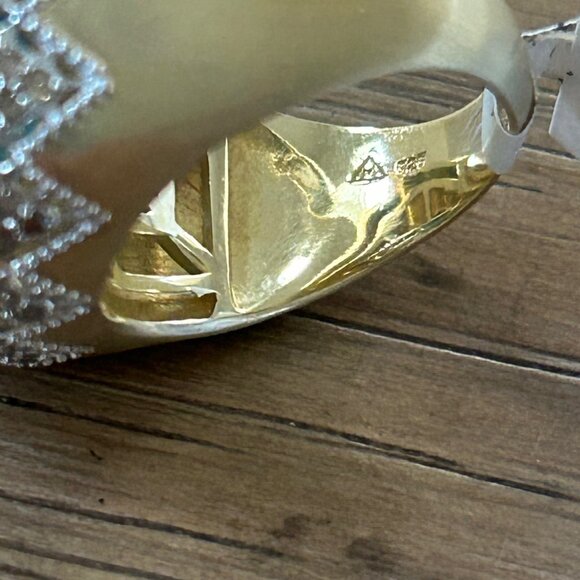 Rarities Carol Brodie Gold Plated Turquoise Colored Magnesite Diamond Ring 7 NWT - Picture 12 of 15